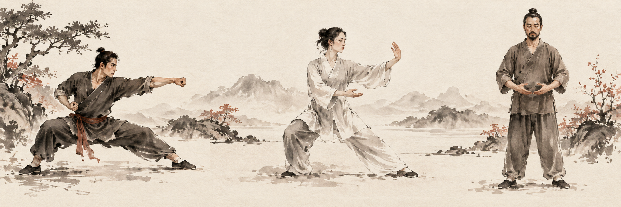 Kung-fu, tai-chi et qi gong : illustration à l’encre